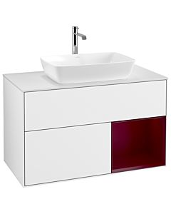 Villeroy und Boch Finion Waschtischunterschrank G781HBGF 100cm, Abdeckplatte white matt, Emotion, Regale Peony matt lacquer, Glossy white lacquer