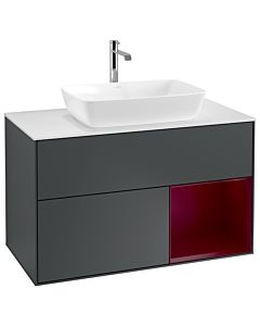 Villeroy und Boch Finion Waschtischunterschrank G781HBHG 100cm, Abdeckplatte white matt, Emotion, Regale Peony matt lacquer, Midnight Blue Matt Lacquer