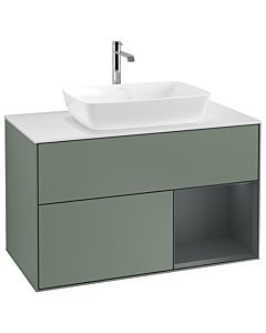 Villeroy und Boch Finion Villeroy und Boch Finion G781HGGM 100cm, cover plate white matt, Emotion, shelves Midnight matt lacquer, Olive Matt Lacquer