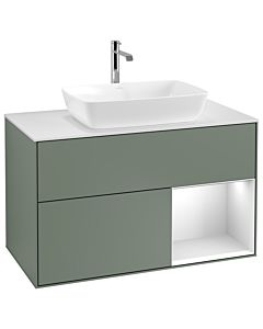 Villeroy und Boch Finion Villeroy und Boch Finion G781MTGM 100cm, cover plate white matt, Emotion, shelves white matt lacquer, Olive Matt Lacquer