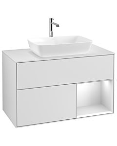 Villeroy und Boch Finion Villeroy und Boch G781MTMT 100cm, plaque de recouvrement blanc mat, Emotion, étagères laqué blanc mat, laqué blanc mat