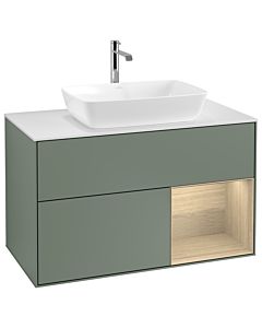 Villeroy und Boch Finion Villeroy und Boch Finion G781PCGM 100cm, cover plate white matt, Emotion, shelves Oak Veneer , Olive Matt Lacquer