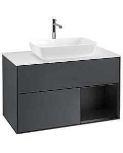 Villeroy und Boch Finion Villeroy und Boch Finion G781PDHG 100cm, cover plate white matt, Emotion, shelves black matt lacquer, midnight Blue Matt Lacquer