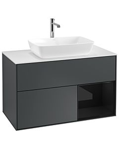 Villeroy und Boch Finion Waschtischunterschrank G781PHHG 100cm, Abdeckplatte white matt, Emotion, Regale Glossy black lacquer, Midnight Blue Matt Lacquer