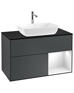 Villeroy und Boch Finion Villeroy und Boch Finion G782GFHG 100cm, cover plate black matt, Emotion, shelves Glossy white lacquer, Midnight Blue Matt Lacquer