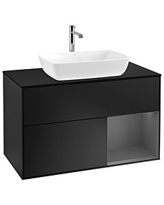 Villeroy und Boch Finion Villeroy und Boch Finion G782GKPD 100cm, cover plate black matt, Emotion, shelves anthracite matt lacquer, black matt lacquer