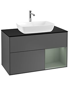 Villeroy und Boch Finion Villeroy und Boch Finion G782GMGK 100cm, cover plate black matt, Emotion, shelves olive matt lacquer, anthracite matt