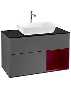 Villeroy und Boch Finion Villeroy und Boch Finion G782HBGK 100cm, cover plate black matt, Emotion, shelves Peony matt lacquer, anthracite matt