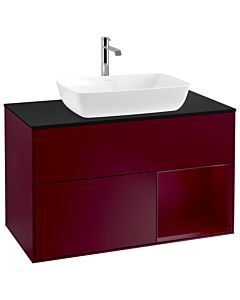 Villeroy und Boch Finion Waschtischunterschrank G782HBHB 100cm, Abdeckplatte black matt, Emotion, Regale Peony matt lacquer, Peony Matt