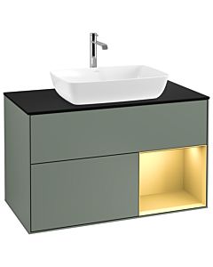 Villeroy und Boch Finion Villeroy und Boch Finion G782HFGM 100cm, cover plate black matt, Emotion, shelves gold matt lacquer, Olive Matt Lacquer