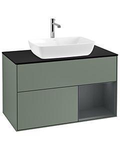 Villeroy und Boch Finion Villeroy und Boch Finion G782HGGM 100cm, cover plate black matt, Emotion, shelves Midnight matt lacquer, Olive Matt Lacquer