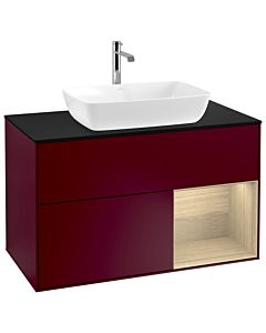 Villeroy und Boch Finion Waschtischunterschrank G782PCHB 100cm, Abdeckplatte black matt, Emotion, Regale Oak Veneer, Peony Matt