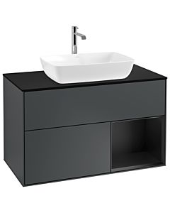 Villeroy und Boch Finion Villeroy und Boch Finion G782PDHG 100cm, cover plate black matt, Emotion, shelves black matt lacquer, midnight Blue Matt Lacquer