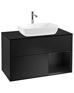 Villeroy und Boch Finion Waschtischunterschrank G782PDPD 100cm, Abdeckplatte black matt, Emotion, Regale Black matt lacquer, Black matt lacquer