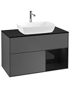 Villeroy und Boch Finion Villeroy und Boch Finion G782PHGK 100cm, cover plate black matt, Emotion, shelves Glossy black lacquer, anthracite matt