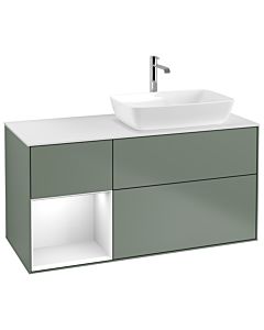 Villeroy und Boch Finion Villeroy und Boch Finion G801GFGM 120cm, cover plate white matt, Emotion, shelves Glossy white lacquer, Olive Matt Lacquer