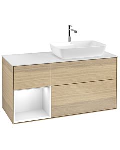 Villeroy und Boch Finion Villeroy und Boch Finion G801GFPC 120cm, cover plate white matt, Emotion, shelves Glossy white lacquer, Oak Veneer