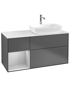 Villeroy und Boch Finion Villeroy und Boch Finion G801GJGK 120cm, cover plate white matt, Emotion, shelves light gray matt lacquer, anthracite matt