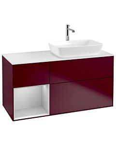 Villeroy und Boch Finion Villeroy und Boch G801GJHB 120cm, plaque de finition blanc mat, Emotion, étagères laqué gris clair mat, Peony Matt