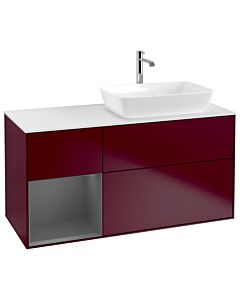 Villeroy und Boch Finion Villeroy und Boch G801GKHB 120cm, plaque de finition blanc mat, Emotion, étagères anthracite laqué mat, Peony Matt