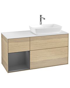 Villeroy und Boch Finion Villeroy und Boch G801GKPC 120cm, plaque de finition blanc mat, Emotion, étagères anthracite laqué mat, Oak Veneer