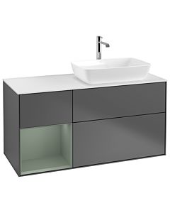 Villeroy und Boch Finion Villeroy und Boch Finion G801GMGK 120cm, cover plate white matt, Emotion, shelves olive matt lacquer, anthracite matt