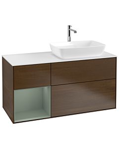 Villeroy und Boch Finion Villeroy und Boch Finion G801GMGN 120cm, cover plate white matt, Emotion, shelves olive matt lacquer, walnut veneer