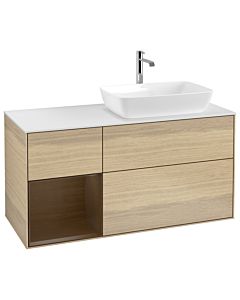 Villeroy und Boch Finion Waschtischunterschrank G801GNPC 120cm, Abdeckplatte white matt, Emotion, Regale Walnut Veneer, Oak Veneer