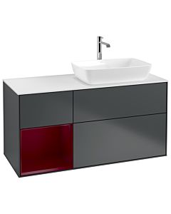 Villeroy und Boch Finion Waschtischunterschrank G801HBHG 120cm, Abdeckplatte white matt, Emotion, Regale Peony matt lacquer, Midnight Blue Matt Lacquer