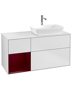 Villeroy und Boch Finion Waschtischunterschrank G801HBMT 120cm, Abdeckplatte white matt, Emotion, Regale Peony matt lacquer, White matt lacquer