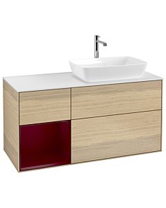 Villeroy und Boch Finion Waschtischunterschrank G801HBPC 120cm, Abdeckplatte white matt, Emotion, Regale Peony matt lacquer, Oak Veneer