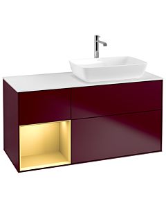 Villeroy und Boch Finion Waschtischunterschrank G801HFHB 120cm, Abdeckplatte white matt, Emotion, Regale Gold matt lacquer, Peony Matt