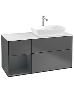 Villeroy und Boch Finion Villeroy und Boch G801HGGK 120cm, plaque de recouvrement blanc mat, Emotion, étagères Laque mat minuit, Anthracite mat