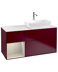 Villeroy und Boch Finion Villeroy und Boch G801HHHB 120cm, couvercle blanc mat, Emotion, étagères laqué sable sable, Peony Matt