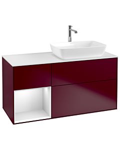 Villeroy und Boch Finion Waschtischunterschrank G801MTHB 120cm, Abdeckplatte white matt, Emotion, Regale White matt lacquer, Peony Matt