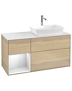 Villeroy und Boch Finion Waschtischunterschrank G801MTPC 120cm, Abdeckplatte white matt, Emotion, Regale White matt lacquer, Oak Veneer