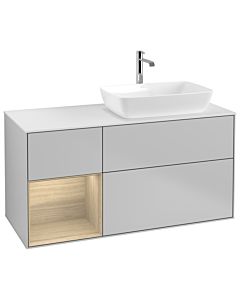 Villeroy und Boch Finion Waschtischunterschrank G801PCGJ 120cm, Abdeckplatte white matt, Emotion, Regale Oak Veneer, Light grey matt