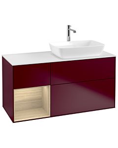 Villeroy und Boch Finion Waschtischunterschrank G801PCHB 120cm, Abdeckplatte white matt, Emotion, Regale Oak Veneer, Peony Matt