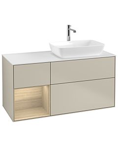 Villeroy und Boch Finion Villeroy und Boch G801PCHH 120cm, plaque de finition blanc mat, emotion, étagères Oak Veneer , Sand Matt Lacquer