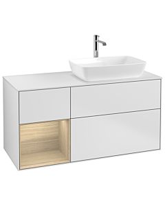 Villeroy und Boch Finion Villeroy und Boch G801PCMT 120cm, plaque de finition blanc mat, Emotion, étagères Oak Veneer , laqué blanc mat