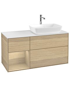 Villeroy und Boch Finion Villeroy und Boch G801PCPC 120cm, plaque de finition blanc mat, émotion, étagères Oak Veneer , Oak Veneer