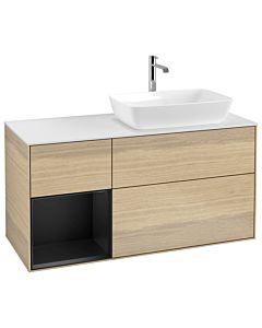 Villeroy und Boch Finion Villeroy und Boch Finion G801PDPC 120cm, cover plate white matt, Emotion, shelves black matt lacquer, Oak Veneer