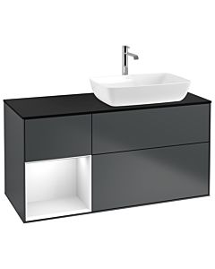 Villeroy und Boch Finion Villeroy und Boch Finion G802GFHG 120cm, top black matt, Emotion, shelves Glossy white lacquer, Midnight Blue Matt Lacquer