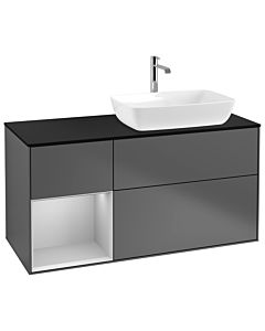 Villeroy und Boch Finion Villeroy und Boch Finion G802GJGK 120cm, cover plate black matt, Emotion, shelves light gray matt lacquer, anthracite matt