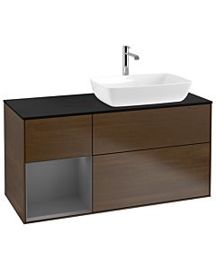 Villeroy und Boch Finion Villeroy und Boch Finion G802GKGN 120cm, cover plate black matt, Emotion, shelves anthracite matt lacquer, walnut veneer