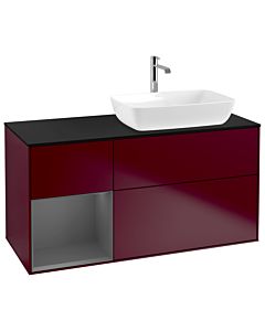 Villeroy und Boch Finion Villeroy und Boch G802GKHB 120cm, plaque de finition noir mat, Emotion, étagères laqué anthracite mat, Peony Matt