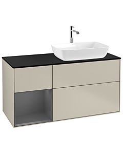 Villeroy und Boch Finion Waschtischunterschrank G802GKHH 120cm, Abdeckplatte black matt, Emotion, Regale Anthracite matt lacquer, Sand Matt Lacquer