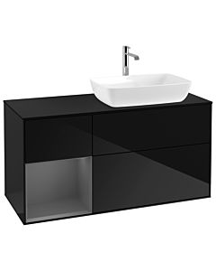 Villeroy und Boch Finion Villeroy und Boch G802GKPH 120cm, plaque de finition noir mat, Emotion, étagères Laque anthracite mat, Glossy Black Lacquer