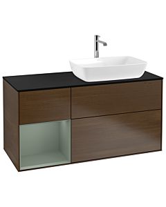 Villeroy und Boch Finion Villeroy und Boch Finion G802GMGN 120cm, cover plate black matt, Emotion, shelves olive matt lacquer, walnut veneer