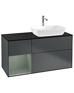 Villeroy und Boch Finion Villeroy und Boch Finion G802GMHG 120cm, cover plate black matt, Emotion, shelves olive matt lacquer, midnight Blue Matt Lacquer